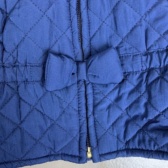 Old Navy Quilted Vest Blue Zip Gold Bow Equestrian Fall Puffer Girls 3-6 Months - Picture 4 of 11